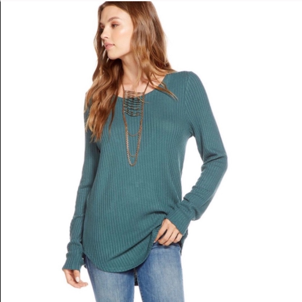 Chaser Waffle Knit Thermal Tunic Winter Green